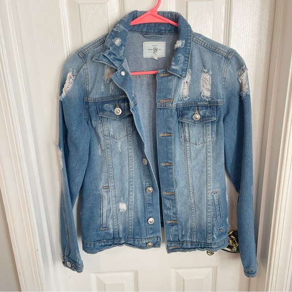 Papaya Distressed Denim Jacket - Picture 1 of 5